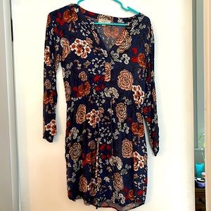 XS Loft Grey Flowered dress with pockets